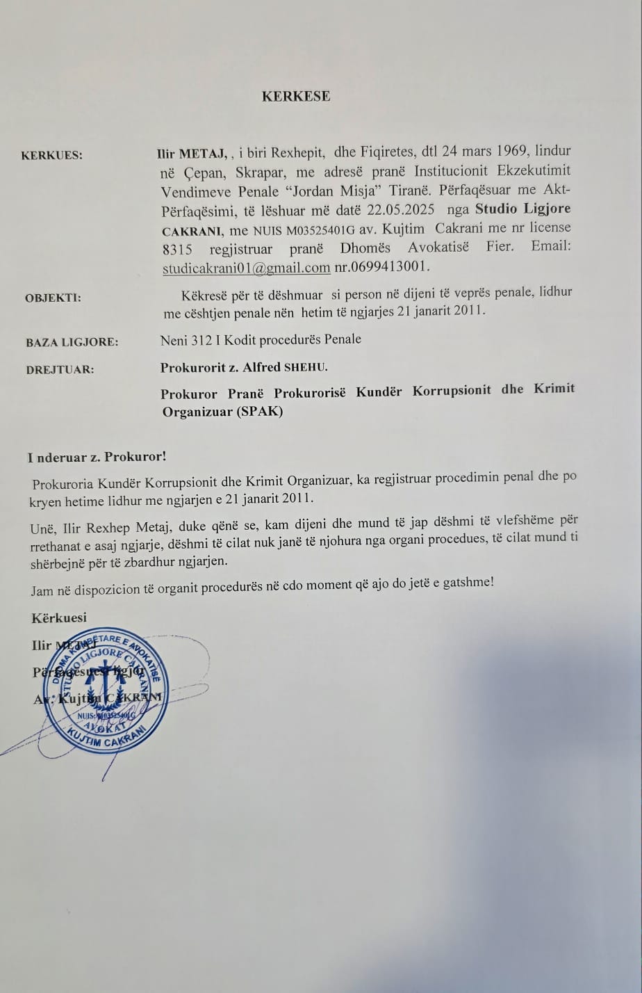 dokumenti/-kam-detaje-te-panjohura,-zbardhet-kerkesa-e-metes-nga-qelia:-dua-te-deshmoj-per-21-janarin