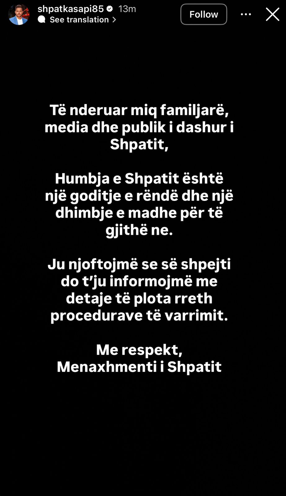 kengetari-nderroi-jete-pas-nje-ataku-kardiak,-menaxheri:-humbje-e-madhe-per-te-gjithe!