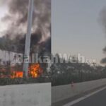 lajmi-i-fundit/-perfshihet-nga-flaket-dhe-shkrumbohet-plotesisht-automjeti-prane-rrethrrotullimit-te-saukut-(video)