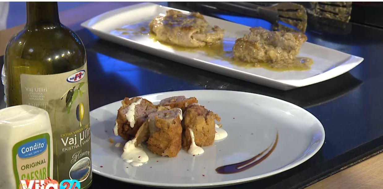 biftek-vienez-i-shoqeruar-me-salce-cezar-dhe-involtini-me-fileto-pule-me-mustarde-dhe-pesto-genovese